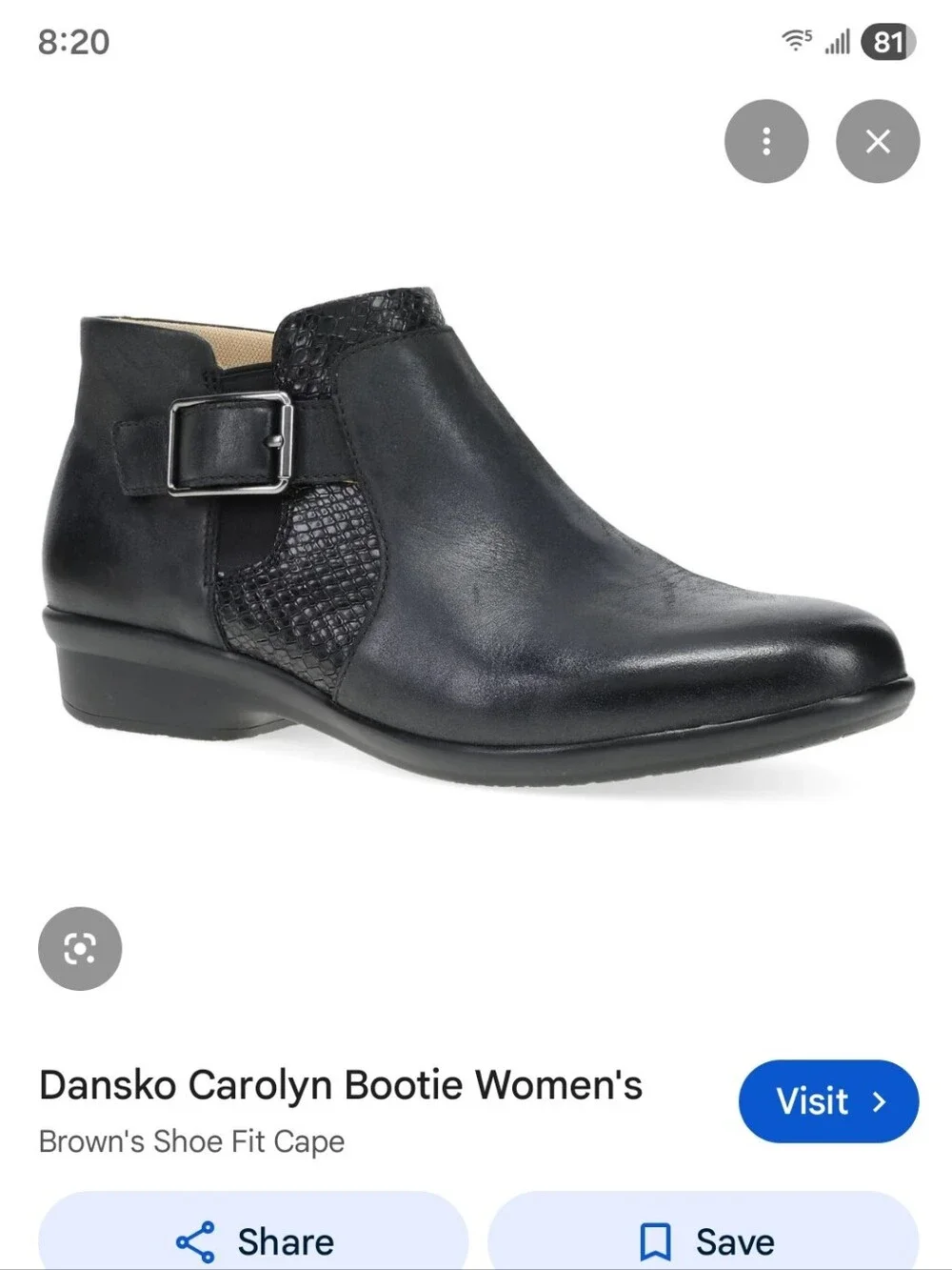Dansko black leather ankle Boots with side buckle and textured panel